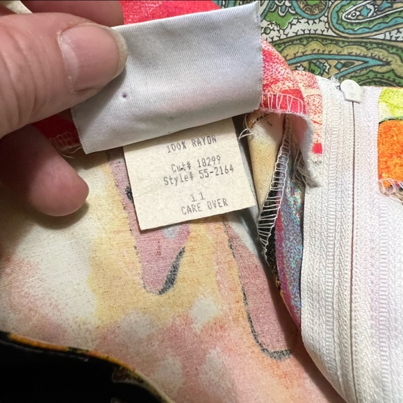 Vintage Crystal Floral Abstract 90s Sleeveless Dress M - Picture 7 of 10